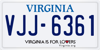 VA license plate VJJ6361