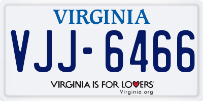 VA license plate VJJ6466