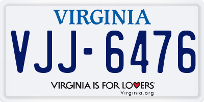 VA license plate VJJ6476