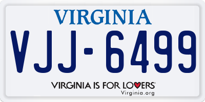 VA license plate VJJ6499