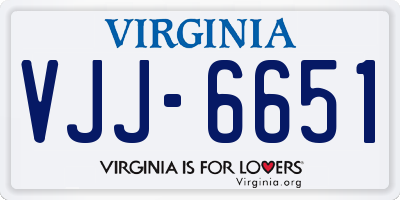 VA license plate VJJ6651