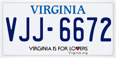 VA license plate VJJ6672