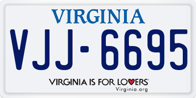 VA license plate VJJ6695