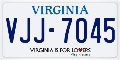 VA license plate VJJ7045