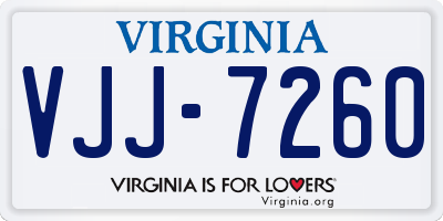 VA license plate VJJ7260