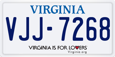 VA license plate VJJ7268