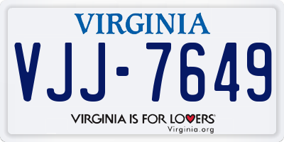 VA license plate VJJ7649
