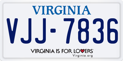 VA license plate VJJ7836