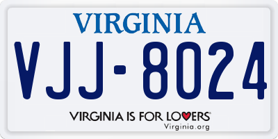 VA license plate VJJ8024
