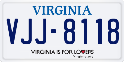 VA license plate VJJ8118