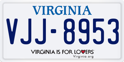 VA license plate VJJ8953