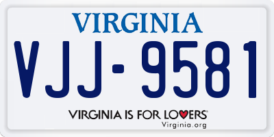 VA license plate VJJ9581