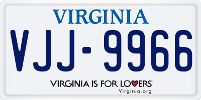 VA license plate VJJ9966