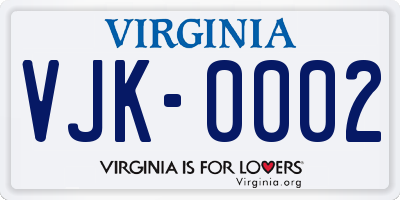 VA license plate VJK0002