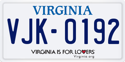 VA license plate VJK0192