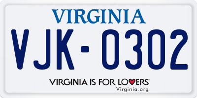 VA license plate VJK0302