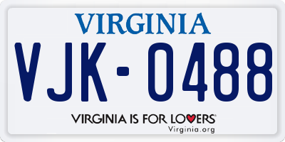 VA license plate VJK0488