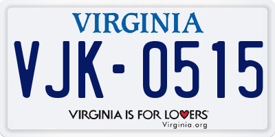 VA license plate VJK0515