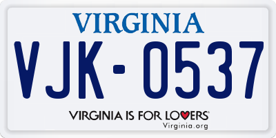 VA license plate VJK0537