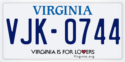 VA license plate VJK0744