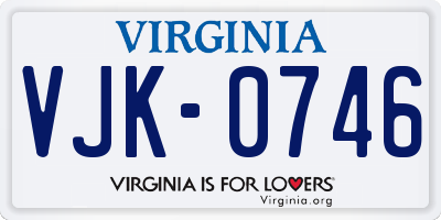 VA license plate VJK0746