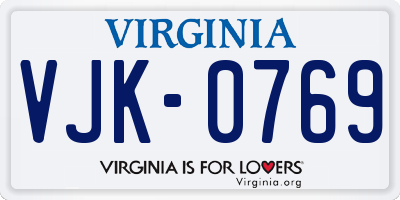 VA license plate VJK0769