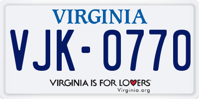 VA license plate VJK0770