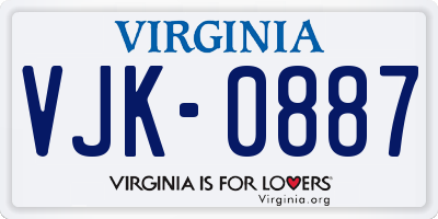 VA license plate VJK0887