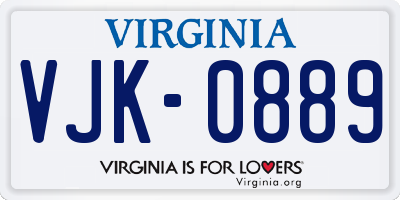 VA license plate VJK0889