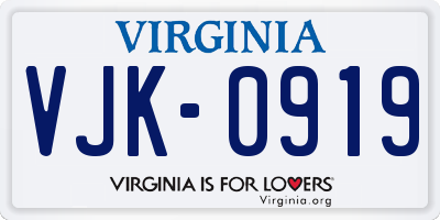 VA license plate VJK0919