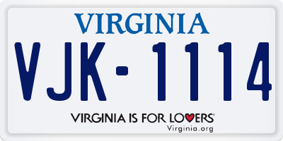 VA license plate VJK1114