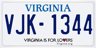 VA license plate VJK1344
