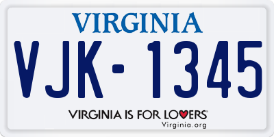 VA license plate VJK1345