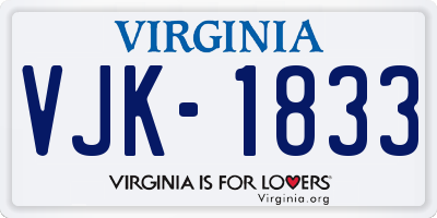 VA license plate VJK1833