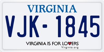 VA license plate VJK1845