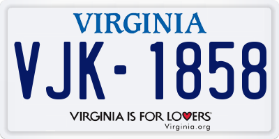 VA license plate VJK1858