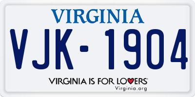 VA license plate VJK1904