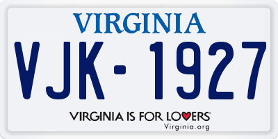 VA license plate VJK1927