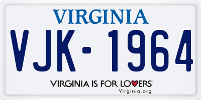 VA license plate VJK1964