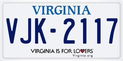 VA license plate VJK2117