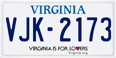 VA license plate VJK2173