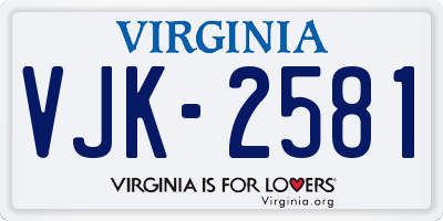 VA license plate VJK2581
