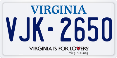 VA license plate VJK2650