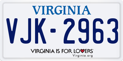 VA license plate VJK2963