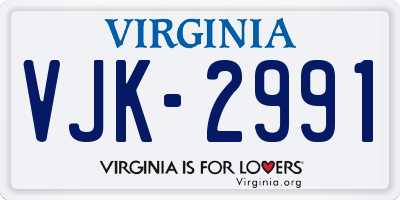 VA license plate VJK2991