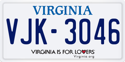 VA license plate VJK3046