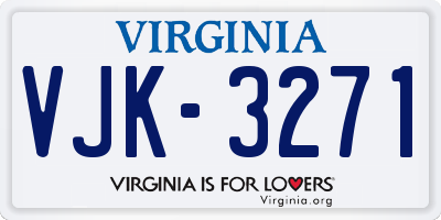 VA license plate VJK3271