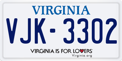 VA license plate VJK3302