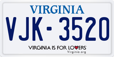 VA license plate VJK3520