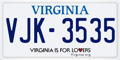 VA license plate VJK3535